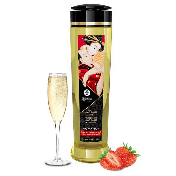 Массажное масло для тела Shunga «Шампанское и клубника», 240 мл