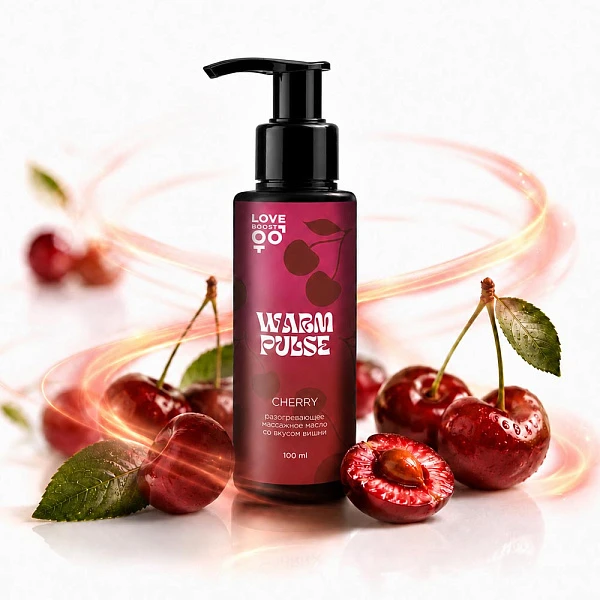 Съедобное разогревающее массажное масло «Warm Pulse» Вишня, 100 мл